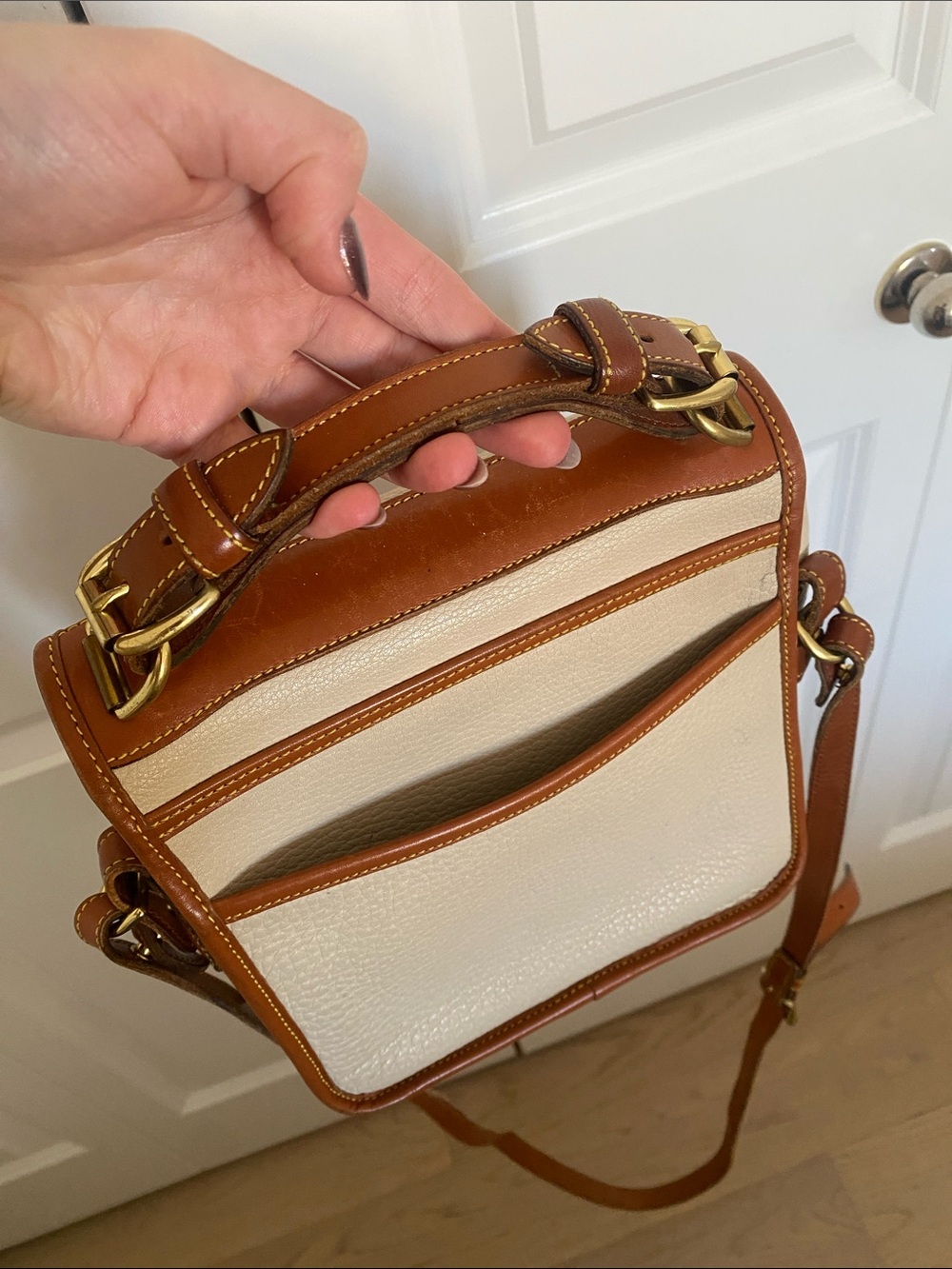 Dooney & Bourke Cream and Brown Leather Crossbody - Picture 7 of 7
